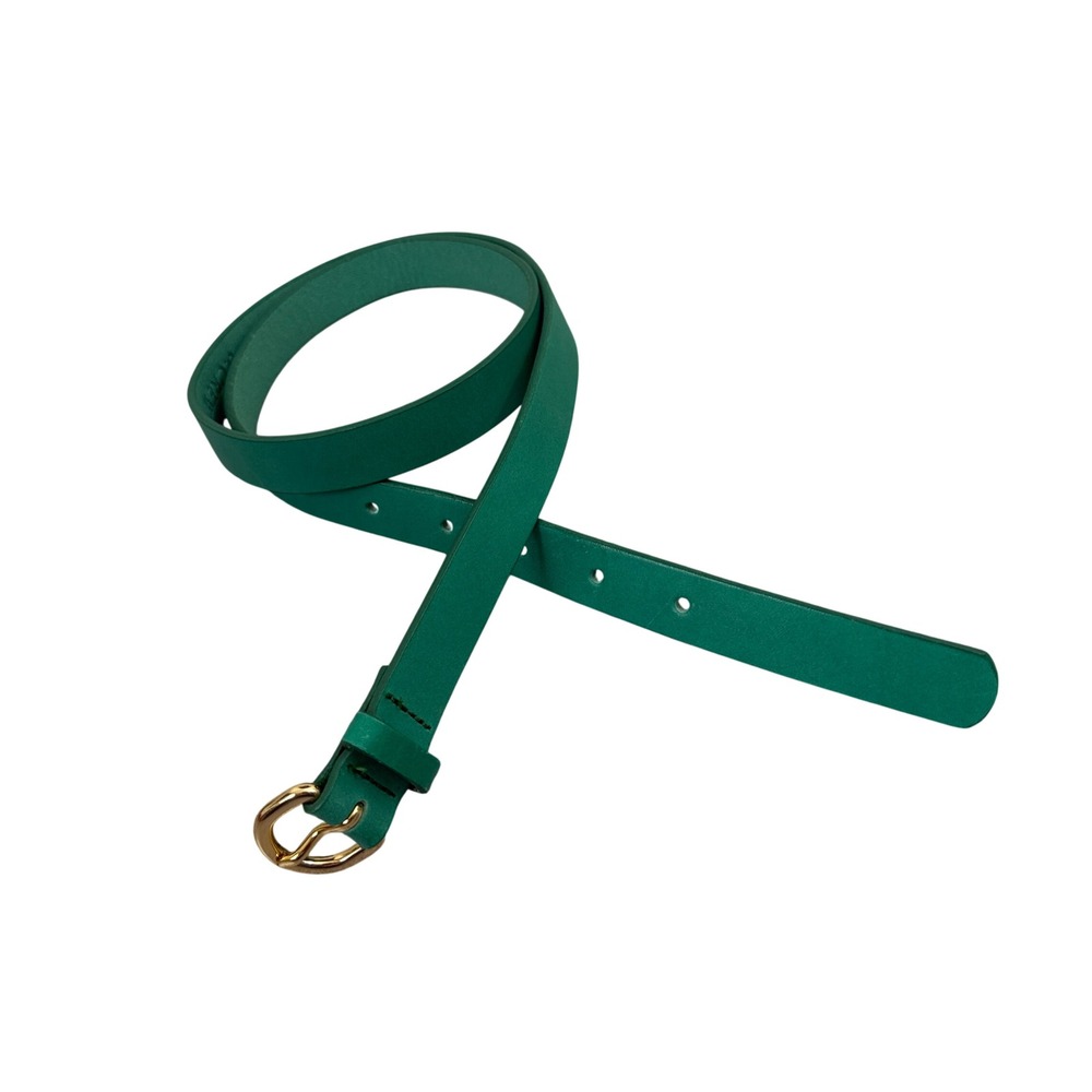 J.Crew Belt Womens Small Green Genuine Italian Leather Gold Buckle 30037